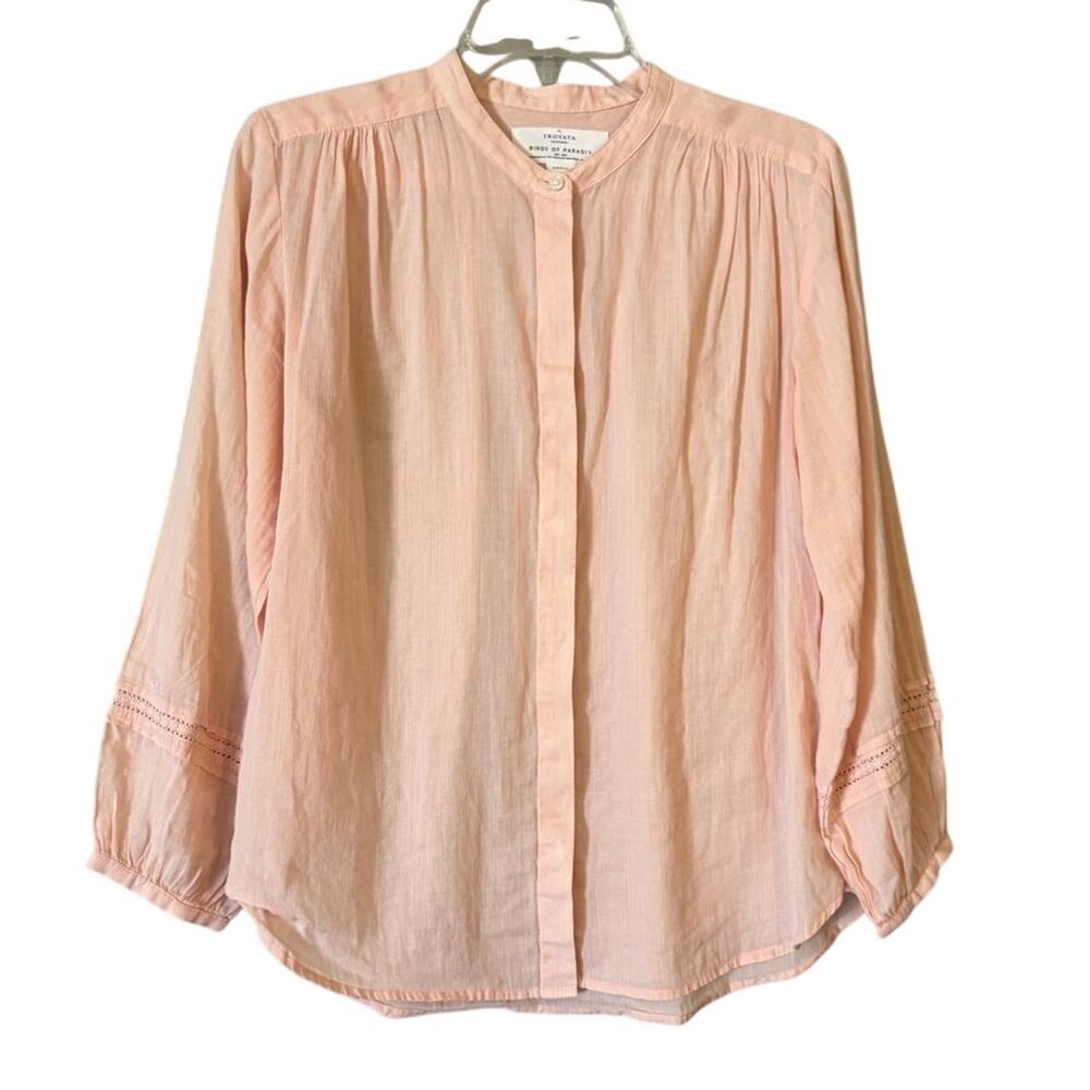 Trovata Birds of Paradis Womens Size Small Pastel Rose Tan Pauline Blouse